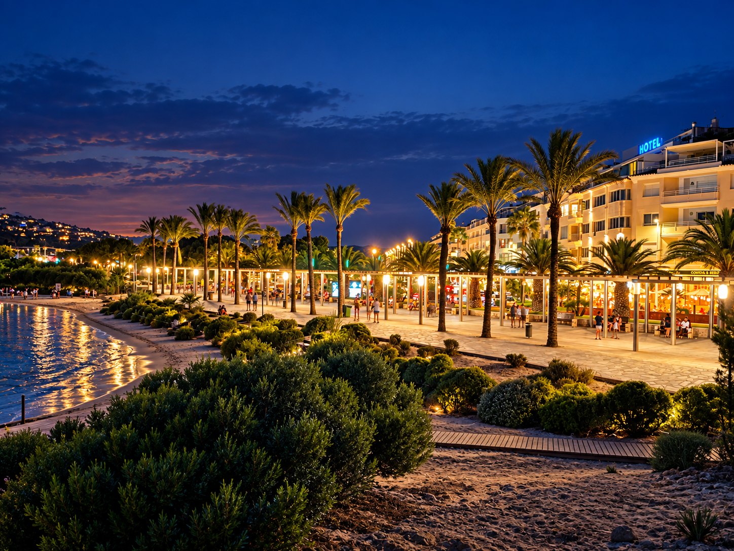 Strandpromenade bei Nacht